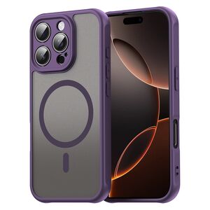 Husa pentru  iPhone 16 Pro cu protectie pentru lentile si MagSafe EasyCharge, Ghost Series Anti-ingalbenire, frosted - Mov