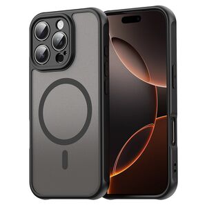 Husa pentru  iPhone 16 Pro cu protectie pentru lentile si MagSafe EasyCharge, Ghost Series Anti-ingalbenire, frosted - Negru