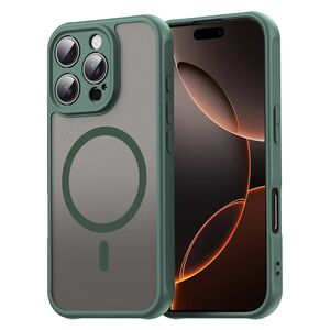 Husa pentru  iPhone 16 Pro cu protectie pentru lentile si MagSafe EasyCharge, Ghost Series Anti-ingalbenire, frosted - Verde