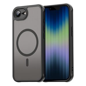 Husa pentru  iPhone 16e cu protectie pentru lentile si MagSafe EasyCharge, Ghost Series Anti-ingalbenire, frosted - Negru