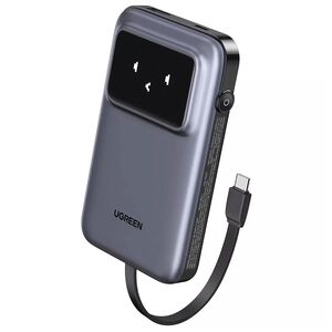Baterie Externa pentru Telefon USB, Type-C, cu Cablu, 10000mAh, 30W - Ugreen PB511 (35603B) - Space Gray