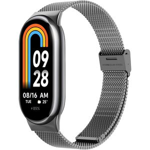 Curea pentru smartwatch Xiaomi Mi Band 8 / 8 NFC / 9 / 9 NFC - otel inoxidabil - latime 15mm Gri inchis