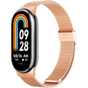 Curea pentru smartwatch Xiaomi Mi Band 8 / 8 NFC / 9 / 9 NFC - otel inoxidabil - latime 15mm Rose Gold