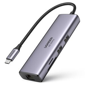 Hub Multiport, USB3.2, Type-C, HDMI, RJ45, PD100W, 0.2m - Ugreen (60515) - Gray