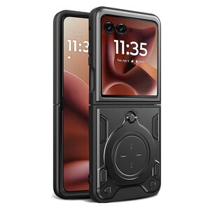 Husa pentru  Motorola Razr 60 Ultra cu suport magnetic integrat Ring Shockproof, Negru