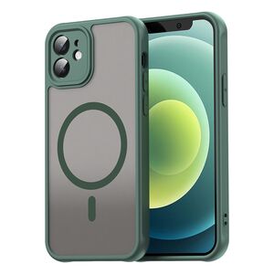 Husa pentru iPhone 12 cu protectie pentru lentile si MagSafe EasyCharge, Ghost Series Anti-ingalbenire, frosted - Verde