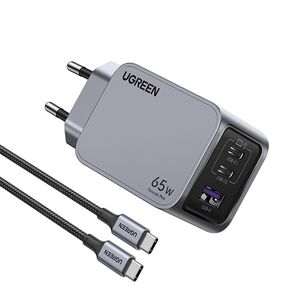 Incarcator USB, 2x Type-C, GaN, Fast Charging, 65W, 3A, PD3.0, QC4.0 - Ugreen Nexode Pro X755 (25871) - Grey