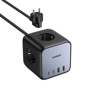 Incarcator Retea, Prelungitor 7 in 1, 2x USB-C, 2x USB, 3x AC, 2990W, 13A, PD65W - Ugreen  DigiNest Cube CD268 (60113) - Black
