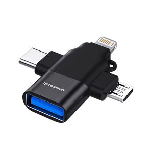 Adaptor Multiport, USB la Micro-USB, Type-C, Iphone, Aluminiu - AluCoreX (A17) - Black