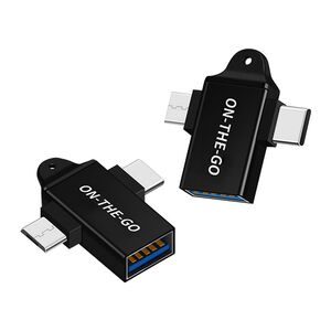 Adaptor Multiport, USB la Micro-USB si Type-C, Aluminiu - AluCoreX (A15) - Black