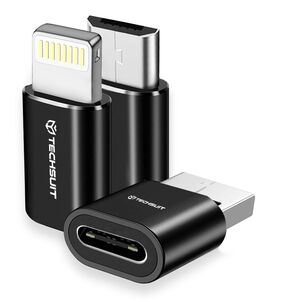 Adaptor Type-C la USB/Micro-USB/Lightning, Aluminiu (set 3)  - TriFlashX (A19) - Black