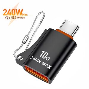 Adaptor USB 3.0 la Type-C, OTG, 10Gbps, 240W, Aluminiu  - HyperPort (A1) - Black / Orange
