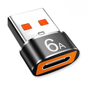 Adaptor USB-C la USB-A, 6A, Aluminiu -  HyperPort (A4) - Black / Orange