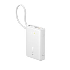 Baterie externa 10000mAh Type-C, USB, 45W, Fast Charging, Cablu Type-C - Baseus PicoGo (P10076803213-00) - White