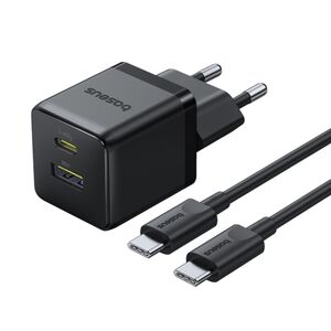 Incarcator EU cu Cablu Type-C, 1m, 30W - Baseus Palm (P1011160A113-01) - Cluster Black