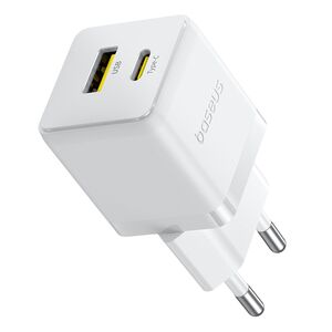 Incarcator EU 2 in 1 USB, Type-C, 1m, 30W - Baseus Palm (P1011160A213-00) - Moon White