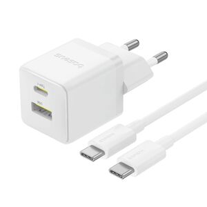 Incarcator EU cu Cablu Type-C, 1m, 30W - Baseus Palm (P1011160A213-01) - Moon White