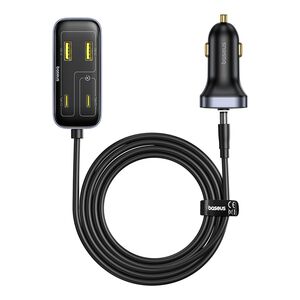Incarcator Masina, Type-C, USB, 110W + Extensie Cablu 1.5m - Baseus BackseatPal L1 (C00081100121-00) - Black