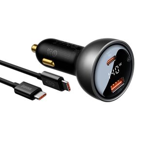 Incarcator Masina, Type-C, USB, 140W + Cablu USB-C 240W - Baseus (CGZX070001) - Black