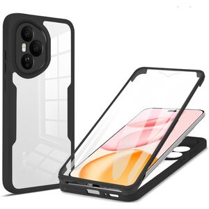 Set 360: Husa cu folie integrata pentru  Honor 400 Pro Protectie 360 fata / spate - Negru