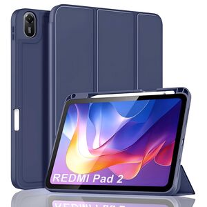 Husa pentru  Xiaomi Redmi Pad 2 Soft Shell cu functie wake-up/sleep si compartiment pentru stylus, tip stand - Dark blue