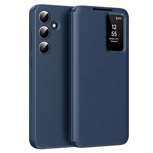 Husa pentru  Samsung Galaxy A56 Smart Window View Tip Carte – Design Premium, Vizualizare Inteligenta, Protectie 360°, Card Slot, Textura Mata Eleganta - Albastru