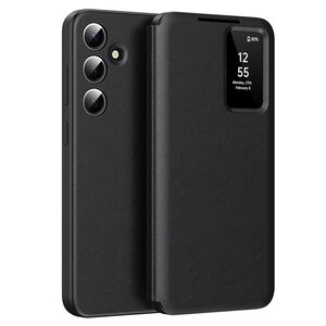 Husa pentru  Samsung Galaxy A56 Smart Window View Tip Carte – Design Premium, Vizualizare Inteligenta, Protectie 360°, Card Slot, Textura Mata Eleganta - Negru