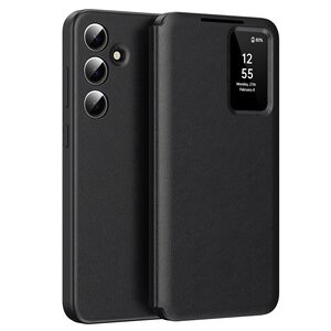 Husa pentru  Samsung Galaxy S24+ Plus Smart Window View Tip Carte – Design Premium, Vizualizare Inteligenta, Protectie 360°, Card Slot, Textura Mata Eleganta - Negru