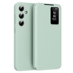 Husa pentru  Samsung Galaxy S24+ Plus Smart Window View Tip Carte – Design Premium, Vizualizare Inteligenta, Protectie 360°, Card Slot, Textura Mata Eleganta - Verde