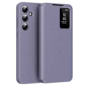 Husa pentru  Samsung Galaxy S24 FE Smart Window View Tip Carte – Design Premium, Vizualizare Inteligenta, Protectie 360°, Card Slot, Textura Mata Eleganta - Mov