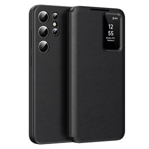 Husa pentru  Samsung Galaxy S24 Ultra Smart Window View Tip Carte – Design Premium, Vizualizare Inteligenta, Protectie 360°, Card Slot, Textura Mata Eleganta - Negru