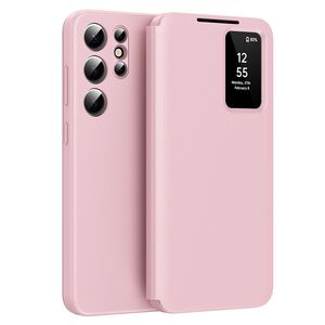 Husa pentru  Samsung Galaxy S24 Ultra Smart Window View Tip Carte – Design Premium, Vizualizare Inteligenta, Protectie 360°, Card Slot, Textura Mata Eleganta - Roz