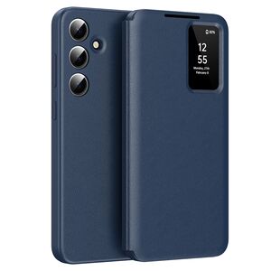 Husa pentru  Samsung Galaxy S25+ Smart Window View Tip Carte – Design Premium, Vizualizare Inteligenta, Protectie 360°, Card Slot, Textura Mata Eleganta - Albastru