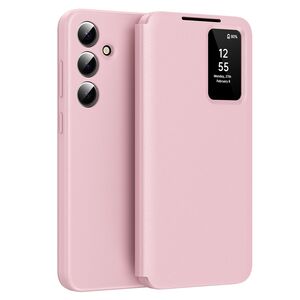 Husa pentru  Samsung Galaxy S25+ Smart Window View Tip Carte – Design Premium, Vizualizare Inteligenta, Protectie 360°, Card Slot, Textura Mata Eleganta - Roz