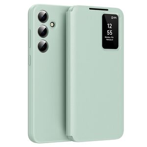 Husa pentru  Samsung Galaxy S25+ Smart Window View Tip Carte – Design Premium, Vizualizare Inteligenta, Protectie 360°, Card Slot, Textura Mata Eleganta - Verde