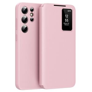 Husa pentru  Samsung Galaxy S25 Ultra Smart Window View Tip Carte – Design Premium, Vizualizare Inteligenta, Protectie 360°, Card Slot, Textura Mata Eleganta - Roz
