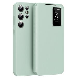 Husa pentru  Samsung Galaxy S25 Ultra Smart Window View Tip Carte – Design Premium, Vizualizare Inteligenta, Protectie 360°, Card Slot, Textura Mata Eleganta - Verde