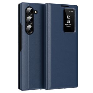 Husa pentru  Samsung Galaxy Z Fold 5 Smart Window View Tip Carte – Design Premium, Vizualizare Inteligenta, Protectie 360°, Card Slot, Textura Mata Eleganta - Albastru