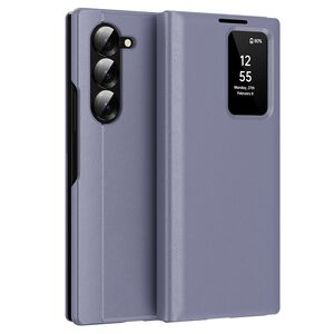 Husa pentru  Samsung Galaxy Z Fold 5 Smart Window View Tip Carte – Design Premium, Vizualizare Inteligenta, Protectie 360°, Card Slot, Textura Mata Eleganta - Mov