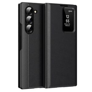 Husa pentru  Samsung Galaxy Z Fold 5 Smart Window View Tip Carte – Design Premium, Vizualizare Inteligenta, Protectie 360°, Card Slot, Textura Mata Eleganta - Negru