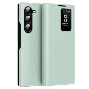 Husa pentru  Samsung Galaxy Z Fold 5 Smart Window View Tip Carte – Design Premium, Vizualizare Inteligenta, Protectie 360°, Card Slot, Textura Mata Eleganta - Verde