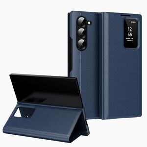 Husa pentru  Samsung Galaxy Z Fold 6 Smart Window View Tip Carte – Design Premium, Vizualizare Inteligenta, Protectie 360°, Card Slot, Textura Mata Eleganta - Albastru