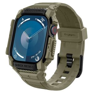 Husa pentru Apple Watch 10 46mm + Curea - Spigen Rugged Armor Pro - Vintage Khaki