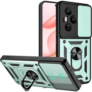 Husa pentru  Honor 400 Pro Ring Armor Kickstand Tough Rugged Cover cu protectie camera, Verde