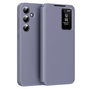 Husa pentru  Samsung Galaxy A55 Smart Window View Tip Carte – Design Premium, Vizualizare Inteligenta, Protectie 360°, Card Slot, Textura Mata Eleganta - Mov