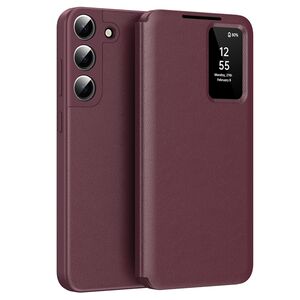 Husa pentru  Samsung Galaxy S22 Plus 5G Smart Window View Tip Carte – Design Premium, Vizualizare Inteligenta, Protectie 360°, Card Slot, Textura Mata Eleganta - Bordeaux