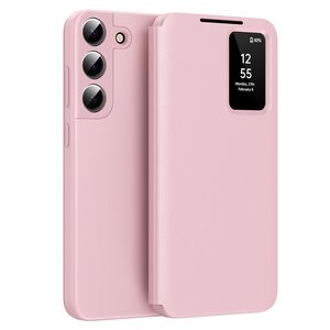 Husa pentru  Samsung Galaxy S22 Plus 5G Smart Window View Tip Carte – Design Premium, Vizualizare Inteligenta, Protectie 360°, Card Slot, Textura Mata Eleganta - Roz