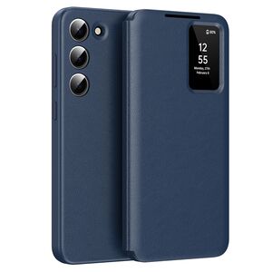 Husa pentru  Samsung Galaxy S23 Plus  Smart Window View Tip Carte – Design Premium, Vizualizare Inteligenta, Protectie 360°, Card Slot, Textura Mata Eleganta - Albastru