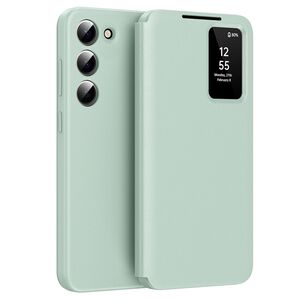 Husa pentru  Samsung Galaxy S23 Plus  Smart Window View Tip Carte – Design Premium, Vizualizare Inteligenta, Protectie 360°, Card Slot, Textura Mata Eleganta - Verde