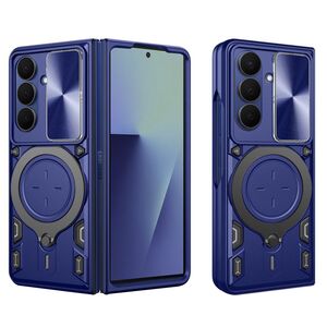 Husa pentru  Samsung Galaxy Z Fold 7 cu protecție pentru cameră și suport magnetic integrat Ring Shockproof, Albastru
